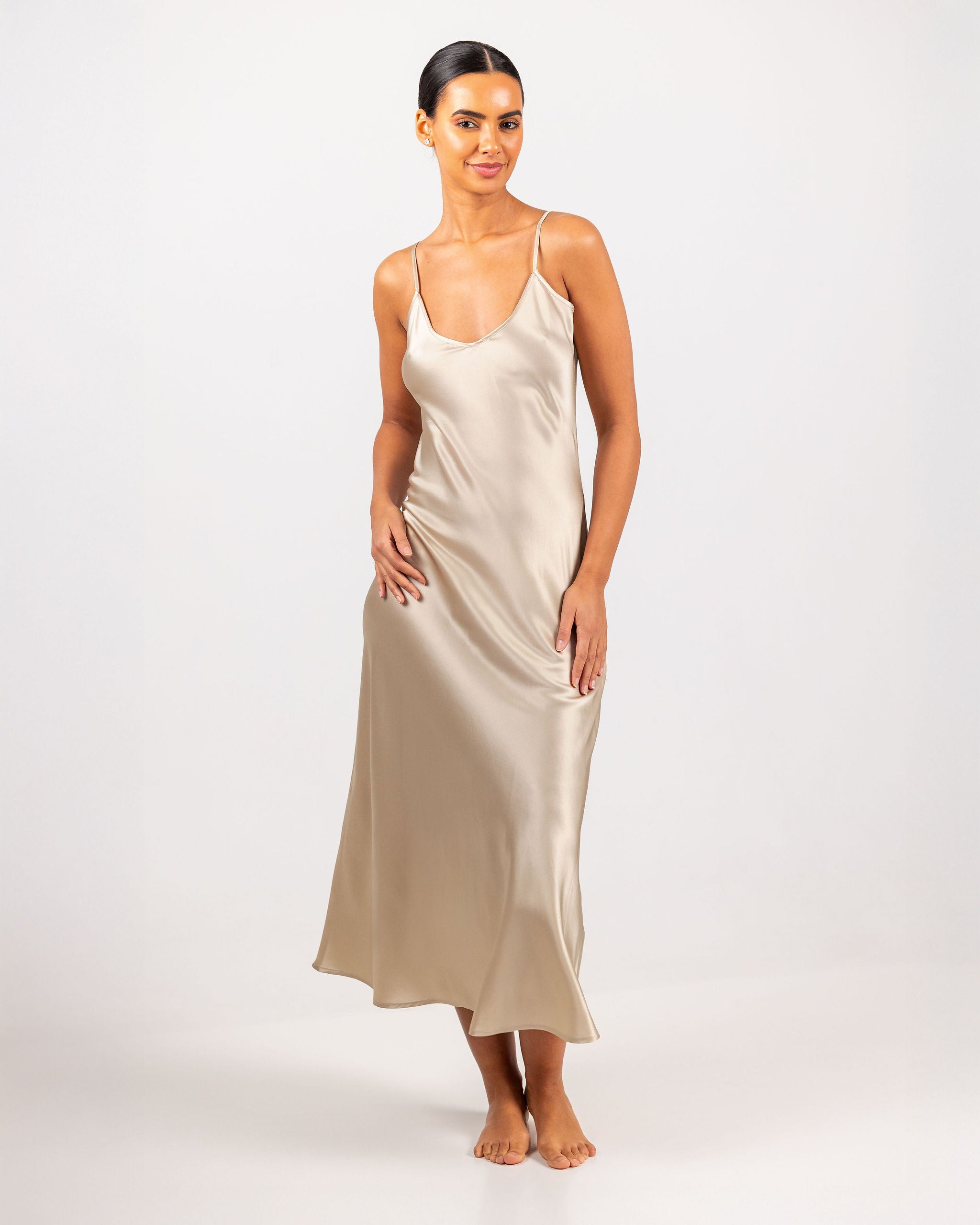 Savannah Silk Lang Kjole Champagne R6__2488-Edit